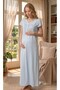 New Season Blue Summer Button Detailed Full Length Special Design Short Sleeve Maternity Nightgown - 6
