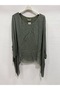 Khaki Italian Bat Sleeve Asymmetrical Cut a Lined Casual İ Silk Luz