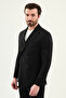 Straight Slim Fit Wide Collar Double-Breasted Trousers Belt Buckled Men's Suit Black - 45442.26Y - 5