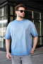 Indigo 100% P Cotton U Bicycle Collar O Oversized Men's T-Shirt E7177 - 3