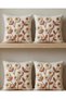 Punch Embroidery Look Daisy Patterned Set of Digital Print Decorative Set of 4 of Cushion Cover - 3