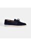 Men's Navy Blue Lace Detail Suede Leather Loafers - 2