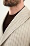 Striped Slim Fit Wide Collar Double-Breasted Men's Jacket Beige - 41490.26Y - 2