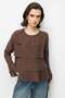 4831 Women's Layered Detailed Ruffled Long Sleeve Blouse Brown