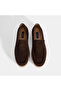 Men's Brown Straw Detail Suede Leather Loafers - 8