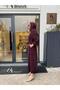 39800 Stitch Detail Women's Dress Burgundy - 3