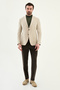 Plain Slim Fit Mono Collar Pocket 100% Linen Men's Jacket Beige - 41487.26Y - 3
