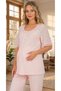 New Season Powder Short Sleeve Stylish Eyelet Embroidery Linen Detailed Buttoned Maternity Pajama Set - 4