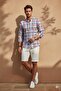 Colorful Checked Linen Long Sleeve Men's Shirt