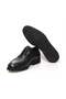 Black Color Lace-Up Genuine Leather Men's Shoes - 3