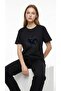 Women's Oversized T-Shirt Black Horse Printed White – Crew Neck, 100% Cotton Compact T-Shirt - 5