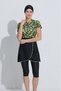 Semi-Closed Swimsuit Set – Short-Sleeved Skirted Tights Swimsuit Set (Top Swimsuit, Tights, Bonnet, Padded Bustier) - 2