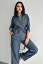 Women's Shirt and Pants Set – Tie-Detail Long Sleeve Stylish Two-Piece Set - 2