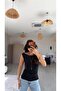Black Polyamide Side Gathered Blouse - 2