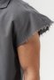 Torn Utility Fringed Sleeve Design Zero Sleeve Oversized Shirt - 4