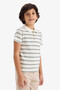 100% Cotton Polo Collar Striped T-Shirt for Boys G6731A826Sm - 3