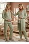 New Season Green Long Sleeve Buttoned Design 100% Cotton Maternity Pajama Set - 3