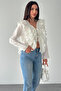 Women's Ruffle Detail Tie-Up Blouse – Stylish Long Sleeve Ruffled Blouse - 2