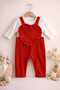 100% Cotton Piece Holiday Set Corded Fabric Velvet Ruffled Heart & Long Sleeve Bodysuit 2-Piece Baby Girl Salopet Jumpsuit - 4