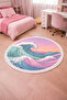 Non-Slip Sole Asymmetric Pattern Machine Made Washable Young Girl's Room Rug 100X100