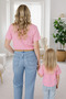Twin T-Shirt Mother Daughter Combination Oversized – Mother & Child Mom - Gi̇rl Love B Printed (Single Price) - 2