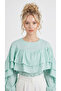 Women's Design Mint Blouse with Flywheel Detail - 4