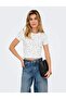 Only Modaya Is a White T-Shirt with Short Sleeves and Cropped Ke Glittery