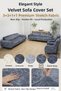 Velvet Seat Cover Set 3+3+1+1 Non-Slip Full-Fit Sofa Bed Cover with Stretchy Elastic Bands