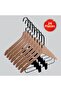Wooden (Black Hook Lama) Latch Shirt and Skirt Hanger Natural Color 24 Pieces