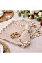 Natural Linen Cream Burgundy Striped Napkin Set [6-Piece with Buckle Gift] - 4