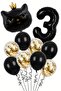 3 Year Old Black Cat Themed Birthday Balloon Set 11 Piece Party Decoration Set