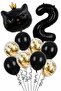 2 Year Old Black Cat Themed Birthday Balloon Set 11 Piece Party Decoration Set