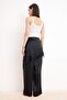 Siyah Şal Detaylı Saten Wide Leg Saten Pantolon TPRSS26PL00007 - 4