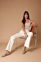 Ekru Yüksek Bel Az Esnek Flare İspanyol Paça Jeans TWOSS25JE00101