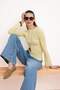 Yellow Fitted/Bodycon Boat Neck Long Sleeve Soft Knitted Blouse Twoss26Bz00343 - 2