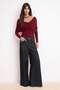 Bordo Fitted/Vücuda Oturan Carmen Yaka Büzgü Detaylı Uzun Kol Örme Bluz TWOSS26BZ00694 - 2