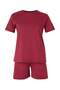 Burgundy Crew Neck Knitted Pajama Set Tbbss22Pt0567