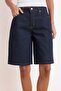 Koyu Mavi Yüksek Bel Denim Bermuda TWOSS24SR00007 - 3