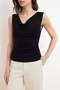 Siyah Fitted/Vücuda Oturan Degaje Yaka Kolsuz Yumuşak Örme Bluz TWOSS26BZ00464 - 3