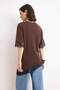 Kahverengi Regular/Normal Kalıp Dantelli Düşük Kol Kısa Kollu Soft Touch Örme T-Shirt TWOSS26TS00196 - 4