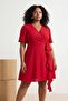 Red Mini Double-Breasted Lined Woven Plus Size Dress Tbbss26Ah00097