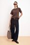 Dark Brown Brushed Soft Textured Regular Fit 100% Cotton Knitted T-Shirt Twoss26Ts00131 - 3