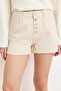 Beige Front Button High Waist Mini Denim Shorts Twoss22Sr00112 - 3