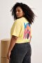 Light Yellow 100% Cotton Oversize/Wide Fit Front and Back Printed Knitted Plus Size T-Shirt Tbbss26Bf00016 - 2