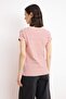 Red Striped Regular/Normal Fit Slogan Embroidered Knitted T-Shirt Twoss26Ts00235 - 6