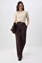 Dark Brown Wide Leg Bootcut Woven Fabric Trousers TWOAW21PL0332