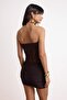 Kahverengi Dantel Drape Vücudu Saran Süper Kısa / Mini Örme Party Elbise TPRSS26EL00224 - 4