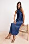 Koyu Mavi Maxi More Sustainable %100 Tencel Denim Elbise TWOSS26EL00355 - 3