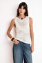 Ekru Bisiklet Yaka Fitted Dokulu Triko İnce Bluz TWOSS26BZ00316 - 4