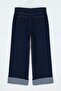 Koyu Mavi Paça Katlamalı Yüksek Bel Wide Leg/Geniş Paça Comofrt/Orta Esnek Jeans TBBSS26CJ00030 - 6